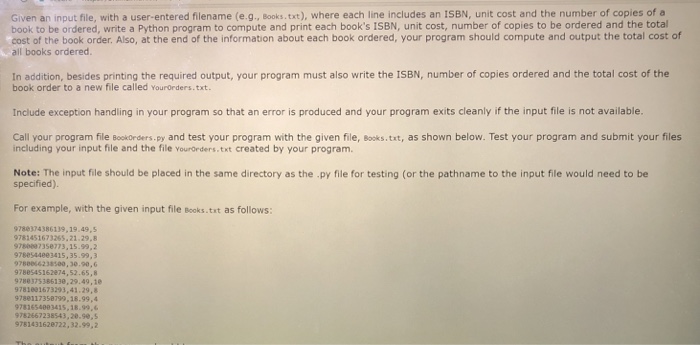  please write in Python3 ,thanks Given an input file, with a