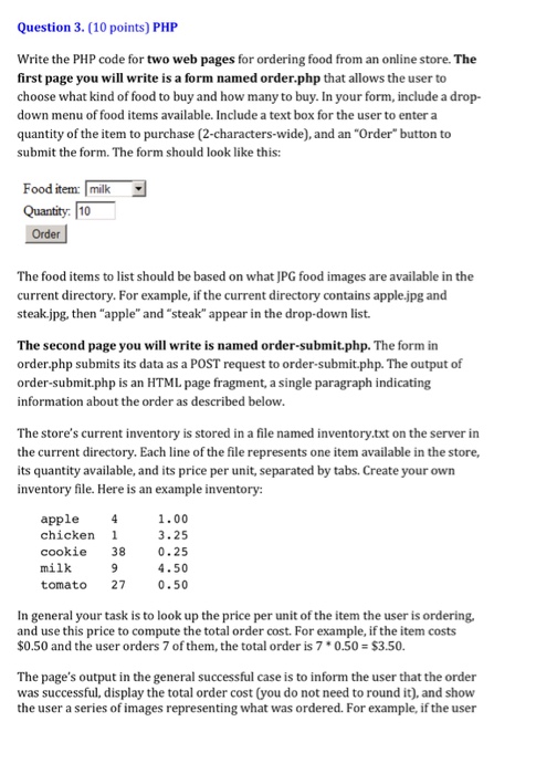  Question 3. (10 points) PHP Write the PHP code for two