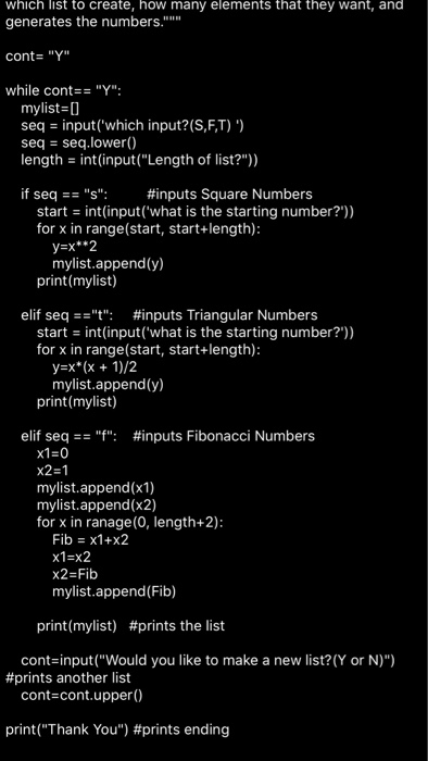 Creating a Sequence Using Recursion: NOTE: Make sure and include comments in