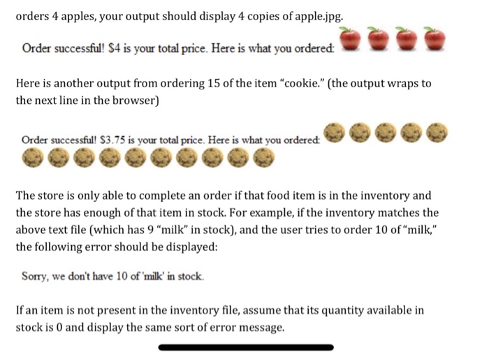 web pages for ordering food from an online store. The first page
