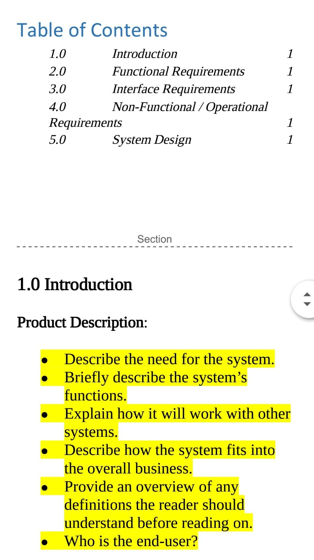  please answer all assignment and draw final Product Description: - Describe