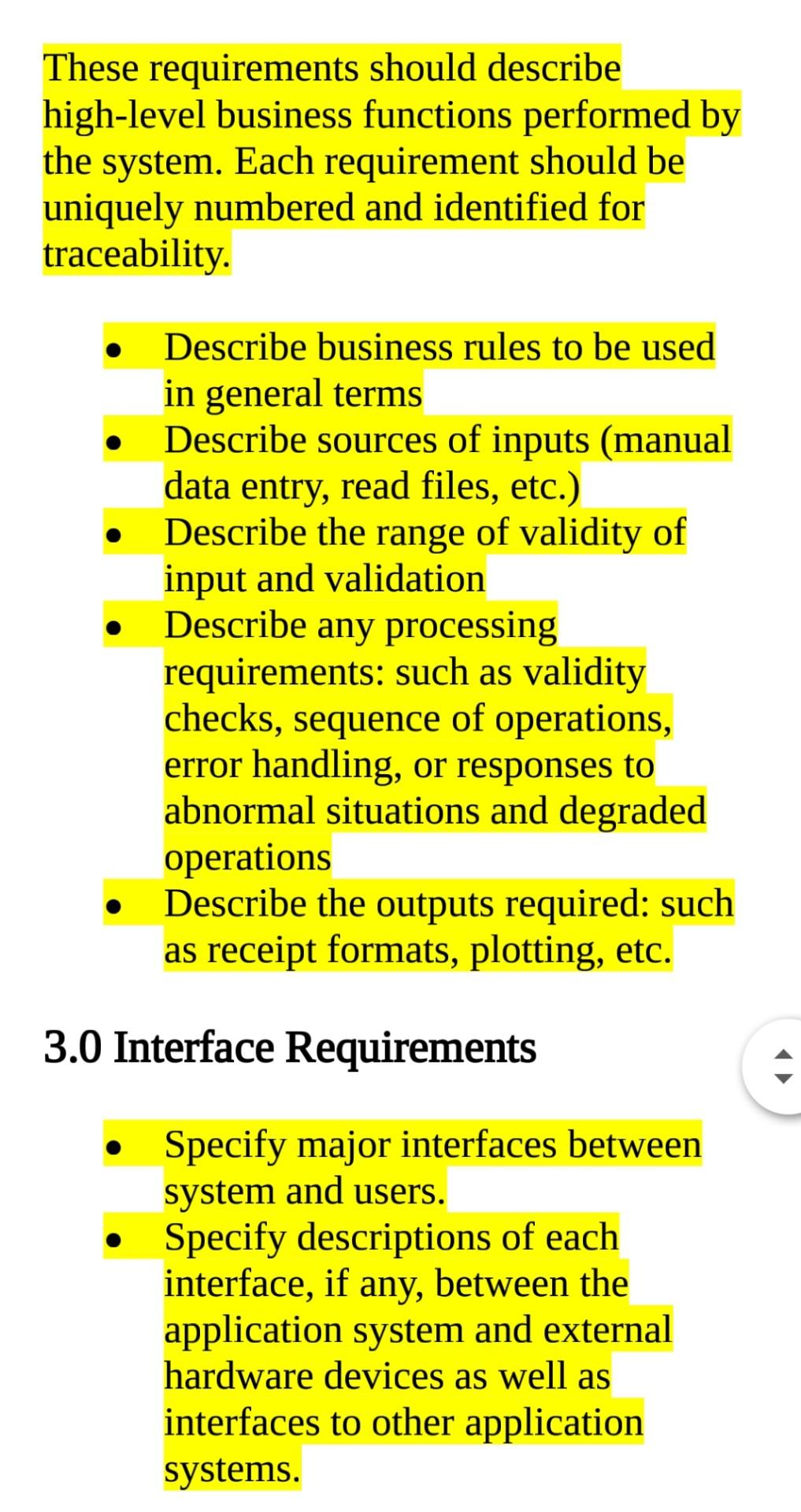 the need for the system. - Briefly describe the system's functions. -