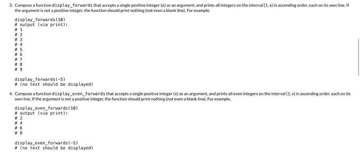 (x) as an argument, and prints all integers on the interval [1,