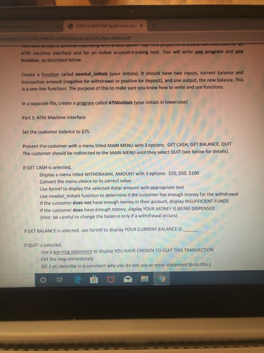  MATLAB PLEASE MATLAB Application prox 124.20MATLAB%20Application20problem.pdf ATM machine interface and for