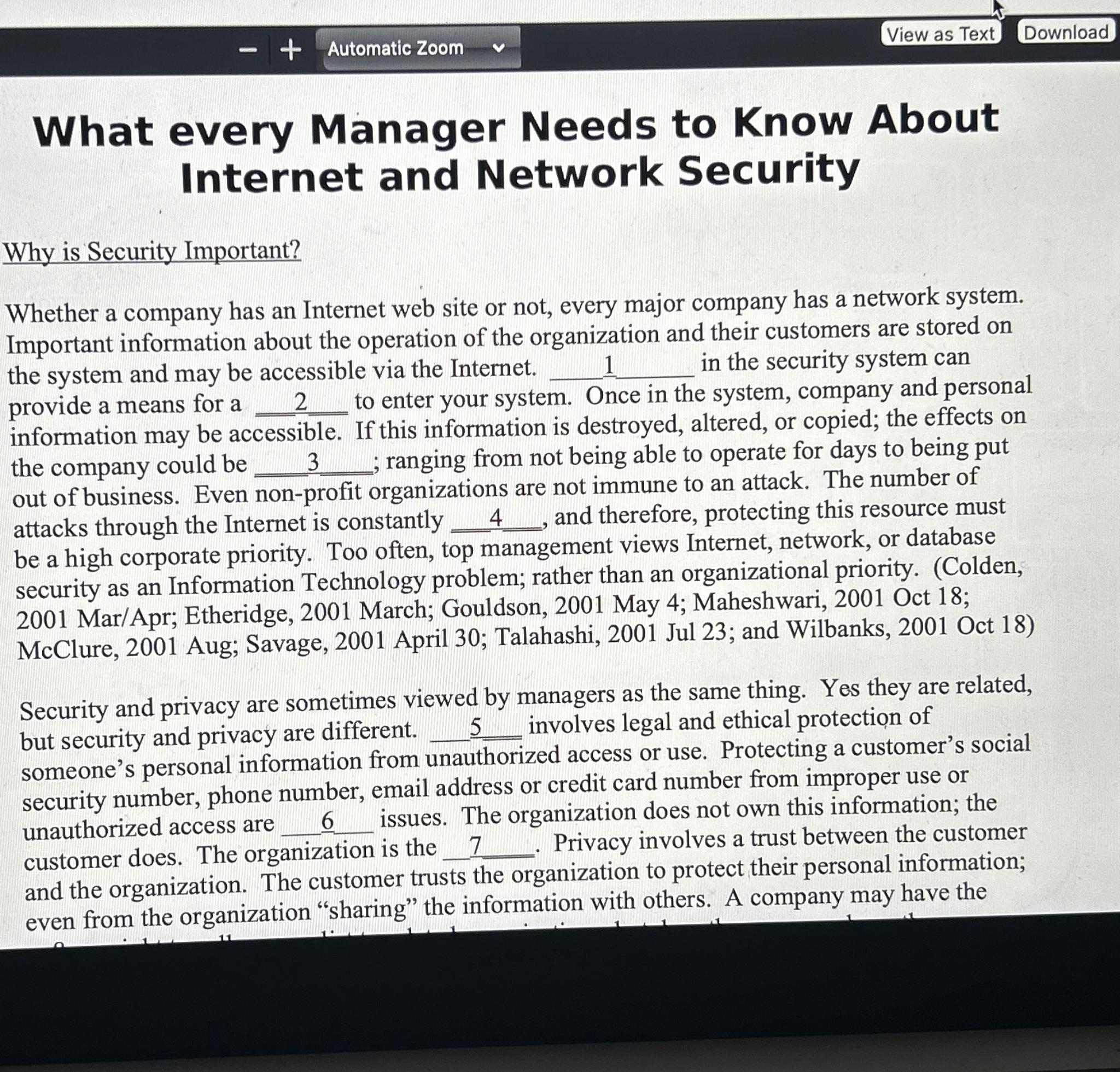  What every Manager Needs to Know About Internet and Network Security