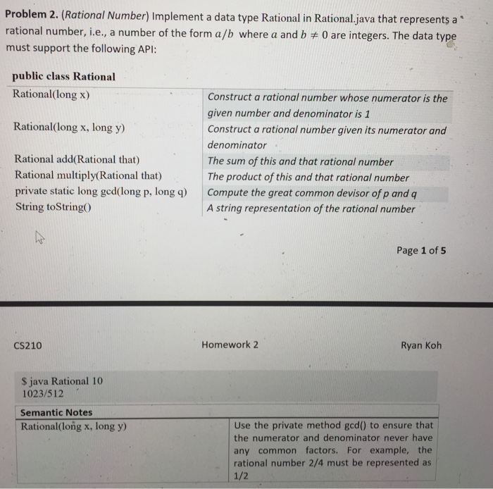  Java Implement a data type Rational in Rational.java that represents a