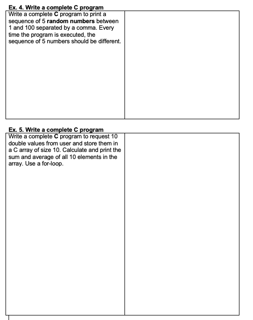 Need help with this worksheet based on C programming thanks in advance