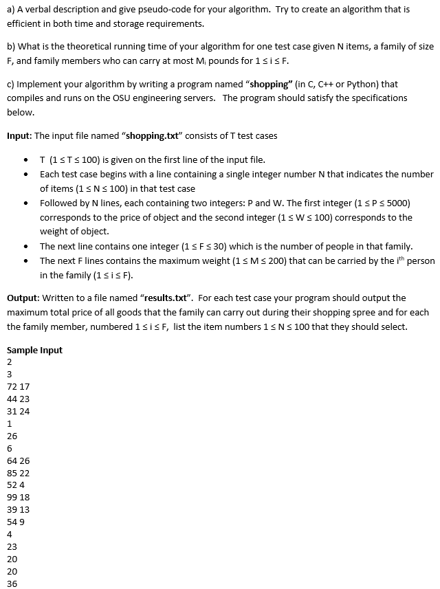 4: Shopping Spree: (15 points) Acme Super Store is having a contest