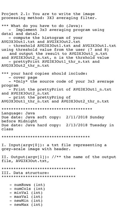  algorithm aregivenplz show full code Project 2.1: You are to write