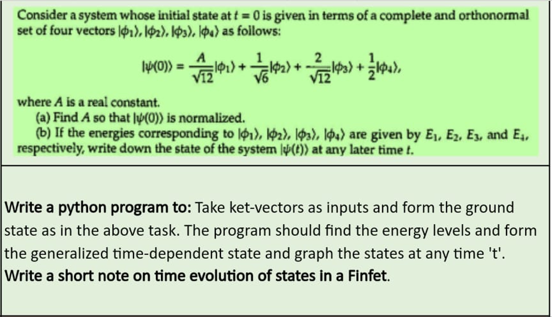  : Consider a system whose initial state at t=0 is given