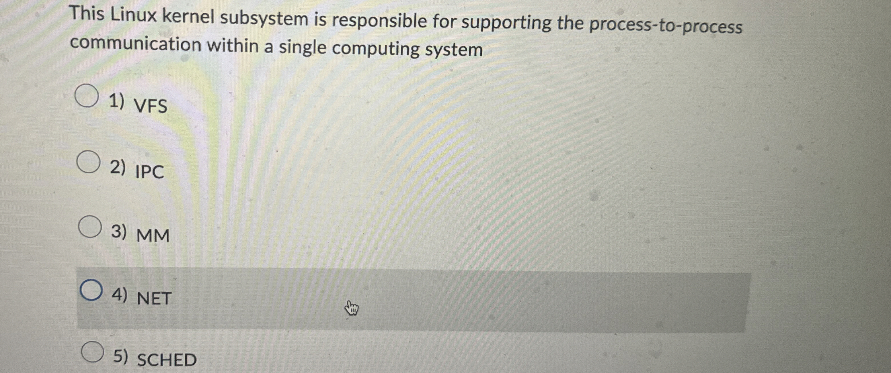  This Linux kernel subsystem is responsible for supporting the process-to-process communication