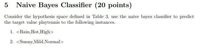  5 Naive Bayes Classifier (20 points) Consider the hypothesis space defined