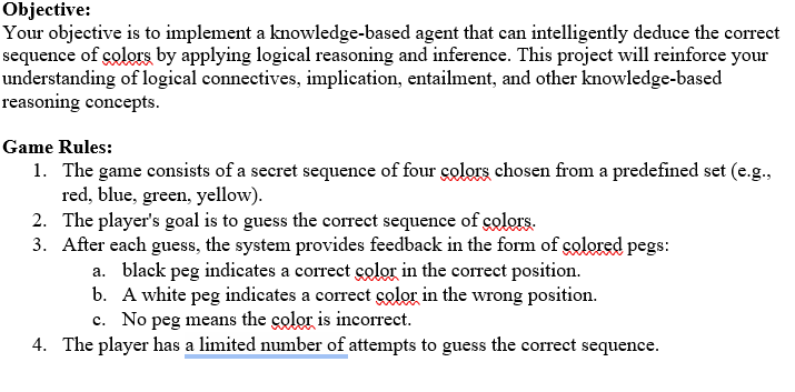  Objective: Your objective is to implement a knowledge-based agent that can