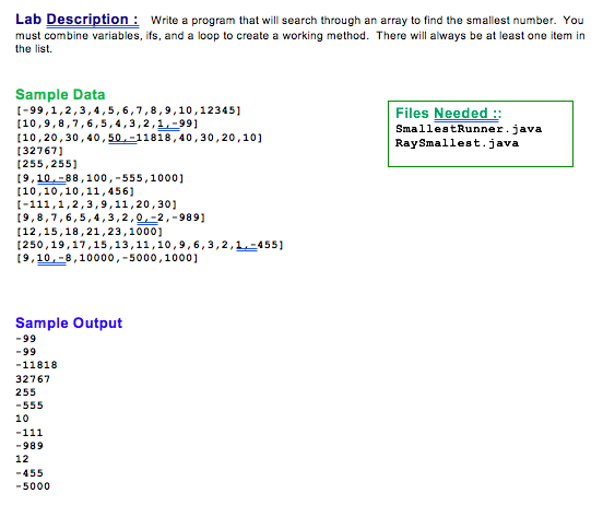  Lab Description Write a program that will search through an array