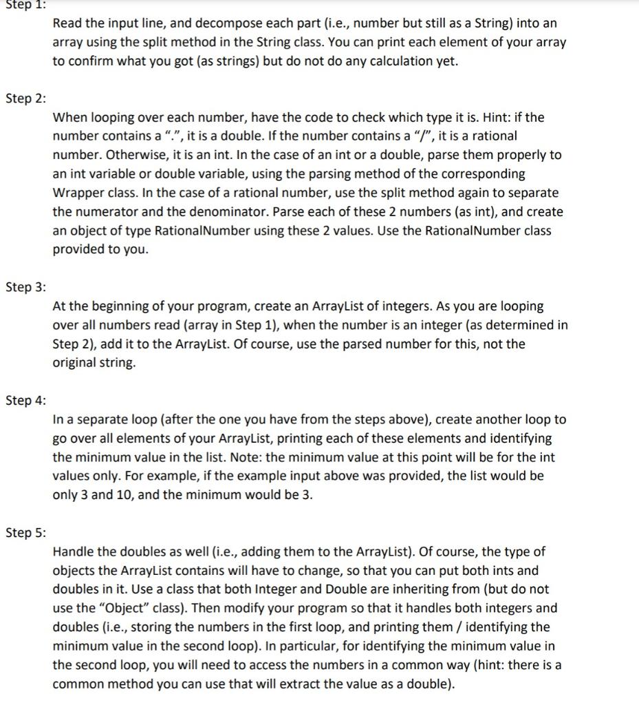 those on a single line and store them in an ArrayList. The