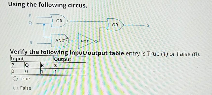  answer Using the following circus. P Q OR OR s ANDIT