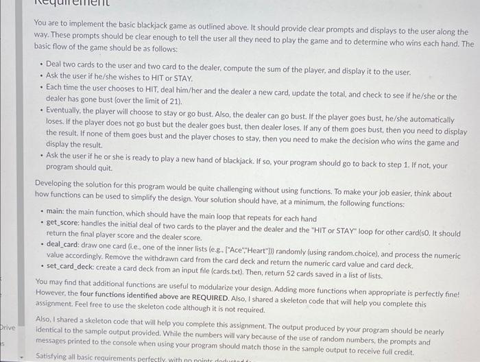 need it in python - full code - no implementing functions plZ