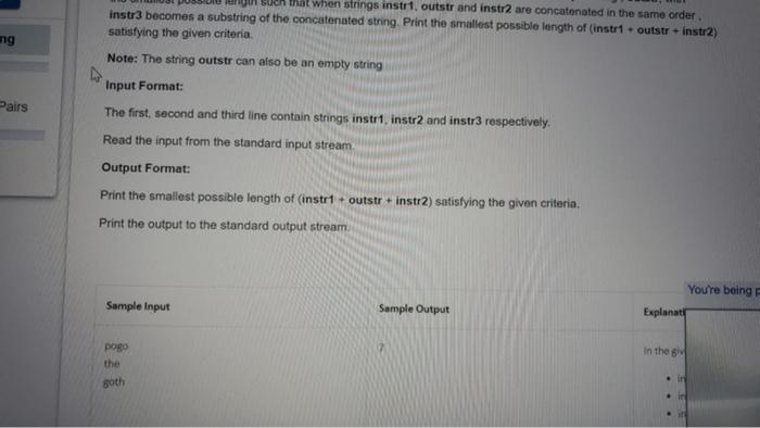 help Consider three strings instr1, instr2 and instr3 having only lowercase alphabets.
