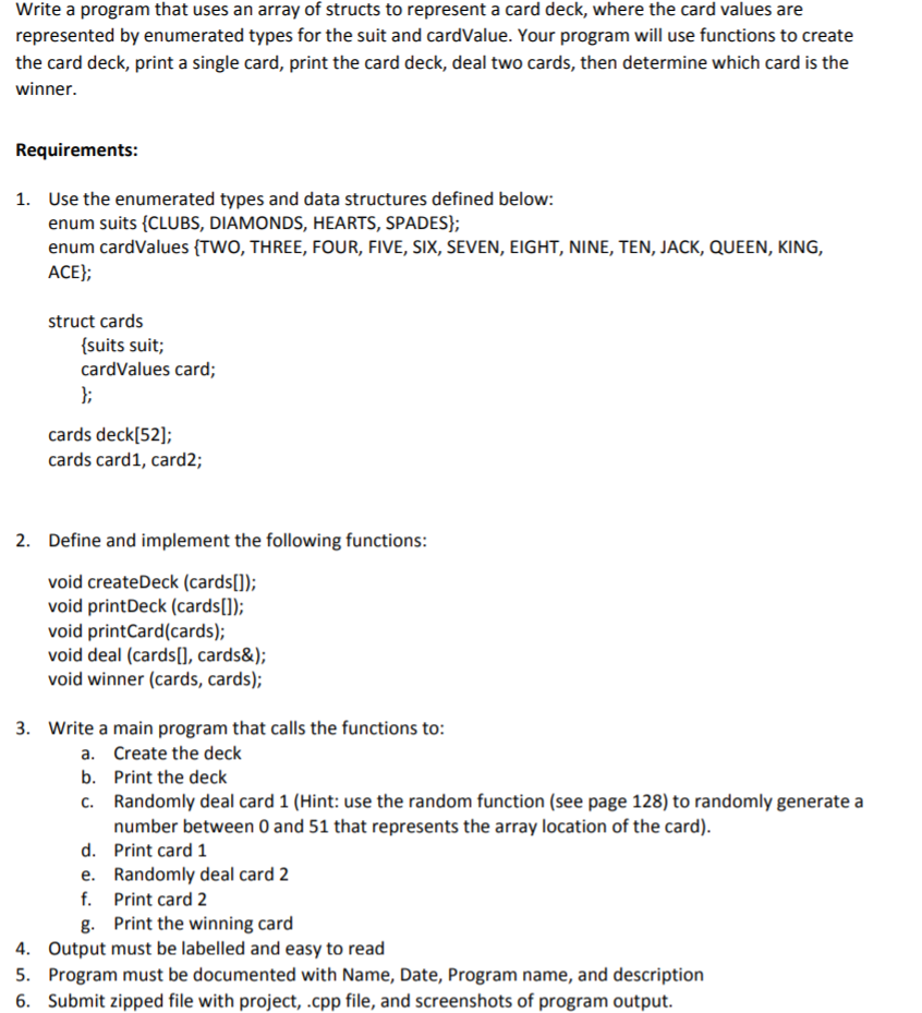  Write a program that uses an array of structs to represent