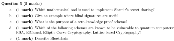  Question 5 (5 marks) a. (1 mark) Which mathematical tool is