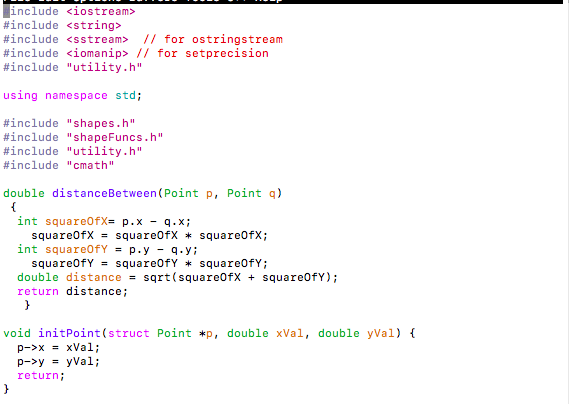 diagram that shows the state of memory right before the initPoint function