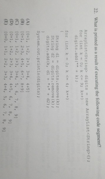  Help me trace this code. 22. What is printed as a