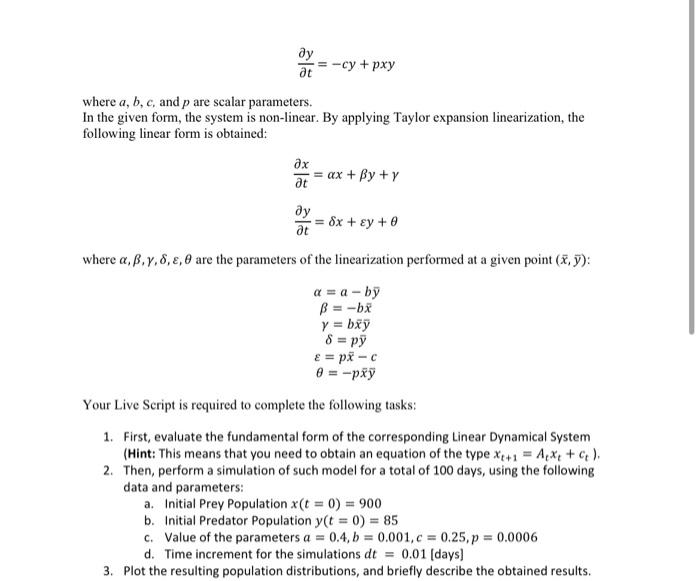 the so-called Lobtka-Volterra model, which describes the evolution of two animal populations:
