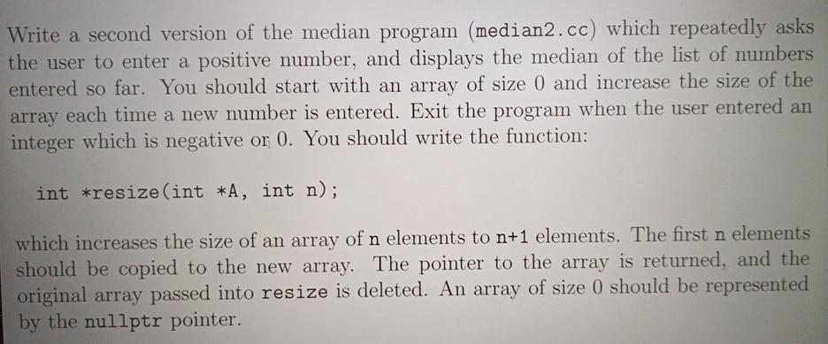  Write a second version of the median program ( median2.cc) which
