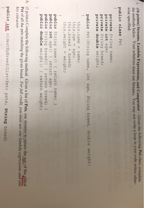  Please solve All parts to this problem. Java. 3. (16 points)