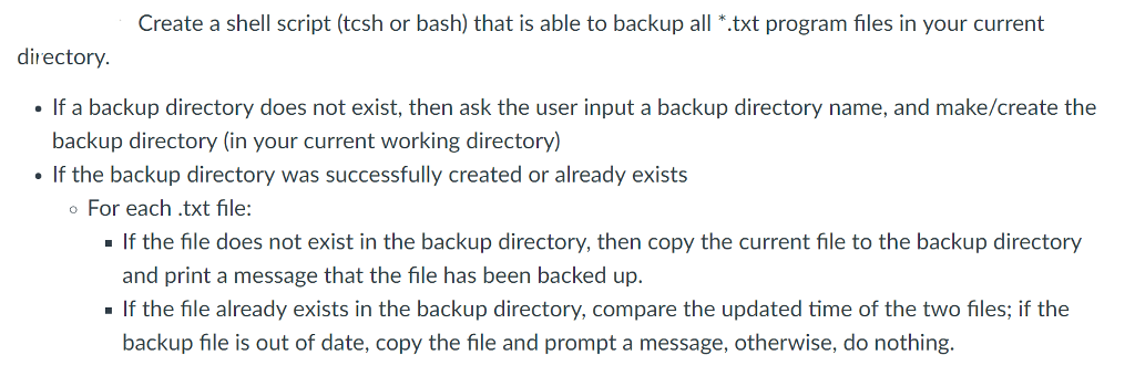 Create a shell script (tcsh or bash) that is able to