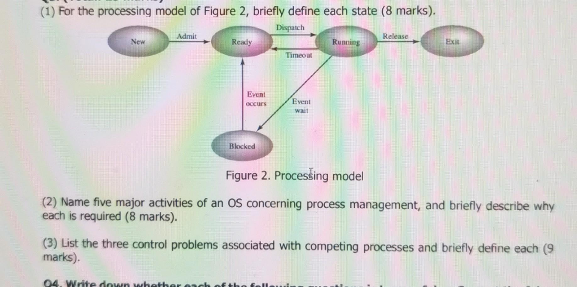 (1) For the processing model of Figure 2 , briefly define