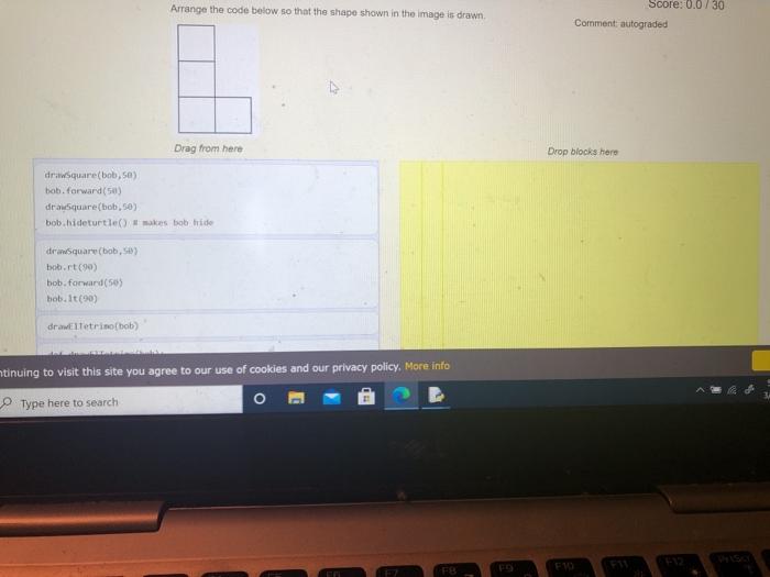  Arrange the code below so that the shape shown in the