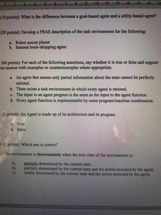  Artificial intelligence class (10 points): What is the difference between a