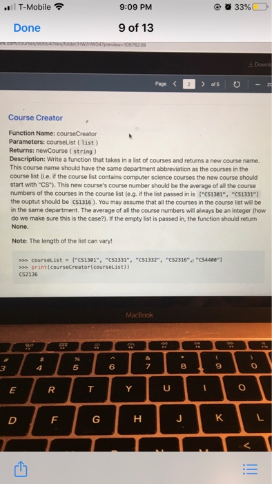  Intro to python language python 9:09 PM @ 33% ..1 T-Mobile