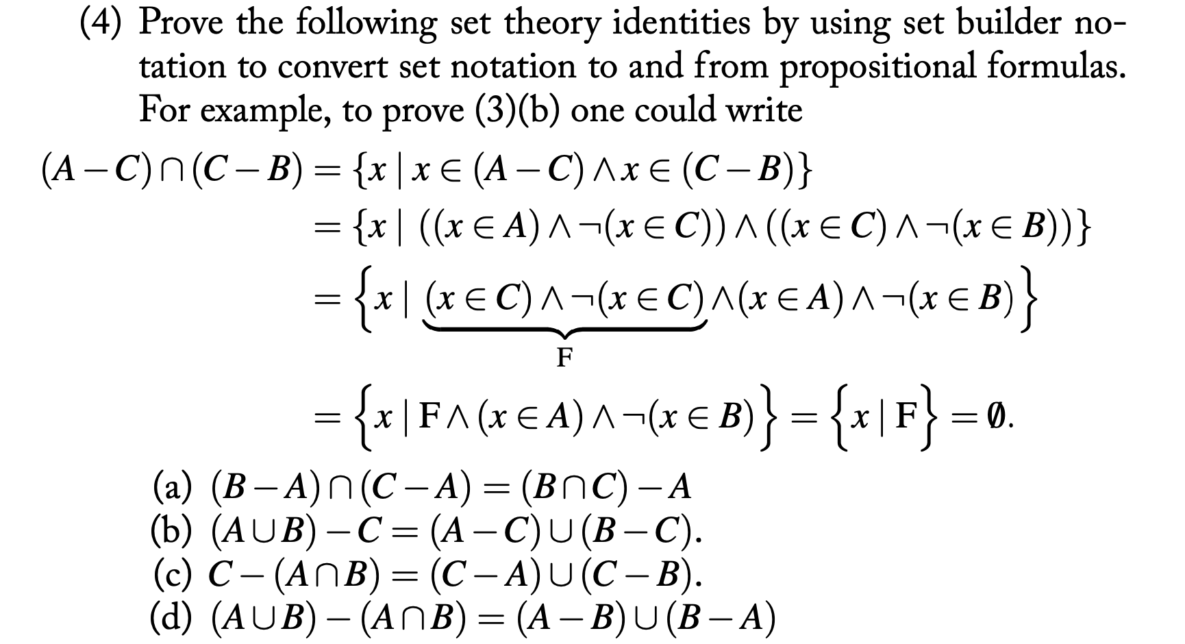 Showing all steps (more than 3) for question 4d. (4) Prove the