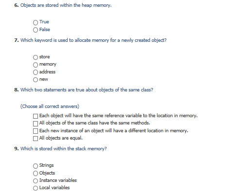 method. OFalse 2. The structure of a class consists of properties and