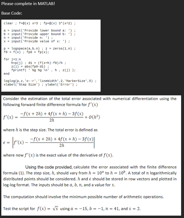  Please complete in MATLAB! Base Code: Consider the estimation of the