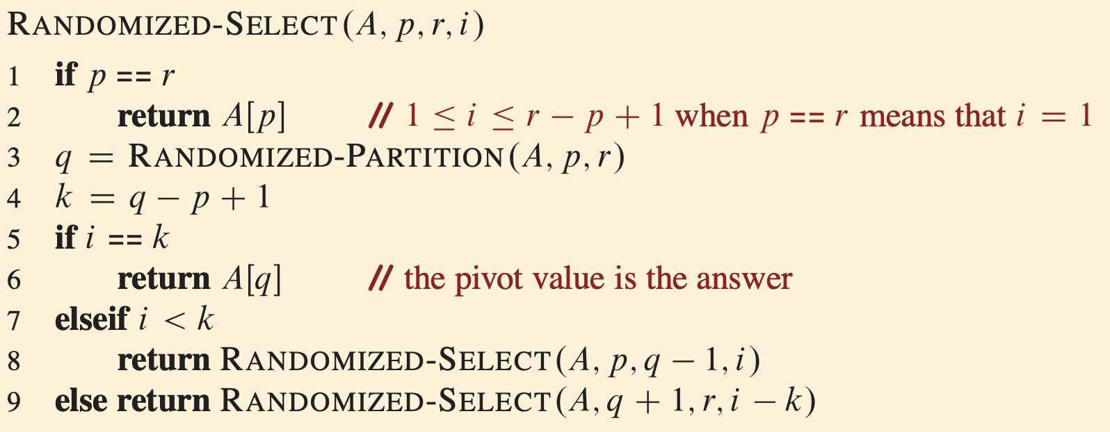 Create an algorithm Randomized-Select2(A,i,j) that reorders A so that the ith