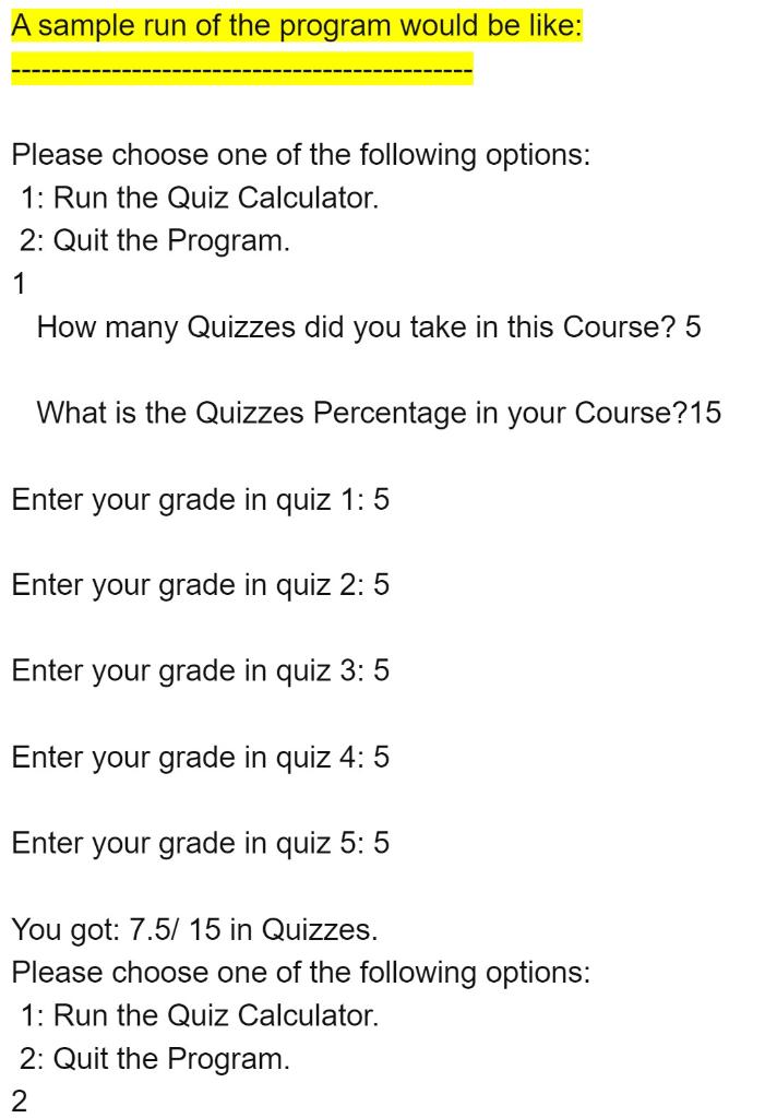 in n quizzes (all graded out of 10) and then get the