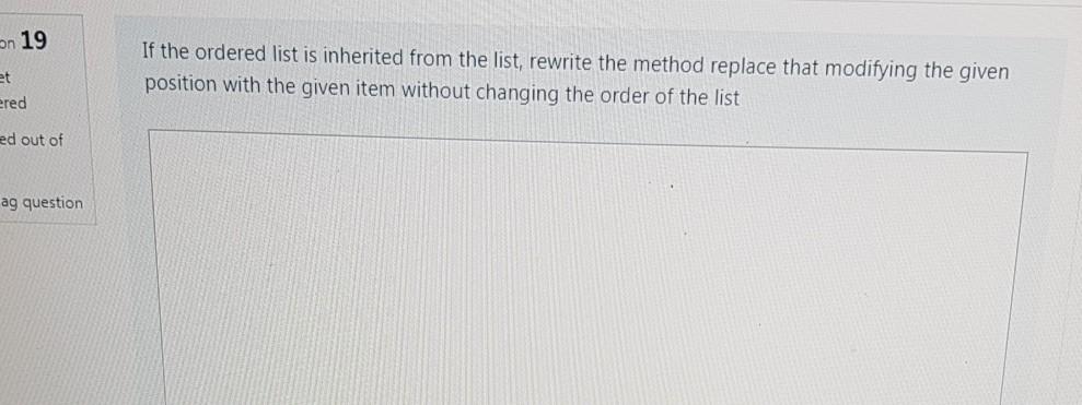 data structures on 19 If the ordered list is inherited from the