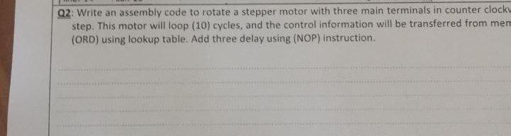 I need the answer as soon as possible Q2: Write an assembly
