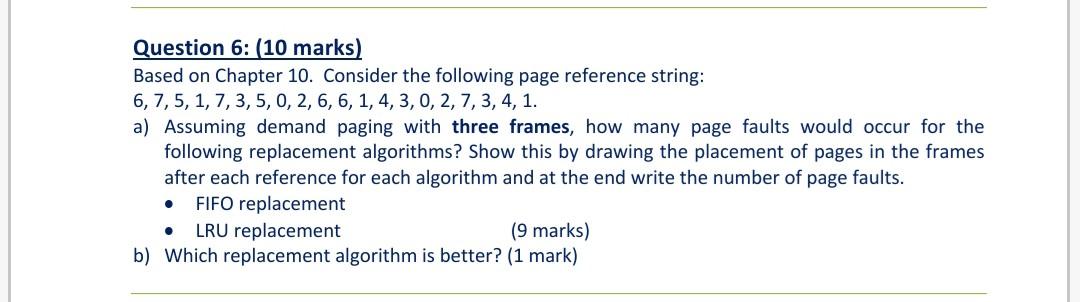  Question 6: (10 marks) Based on Chapter 10. Consider the following