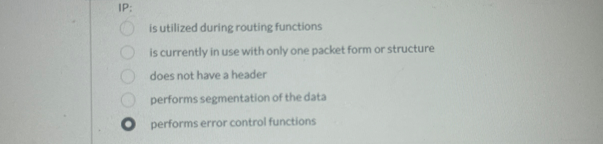  IP: is utilized during routing functions is currently in use with
