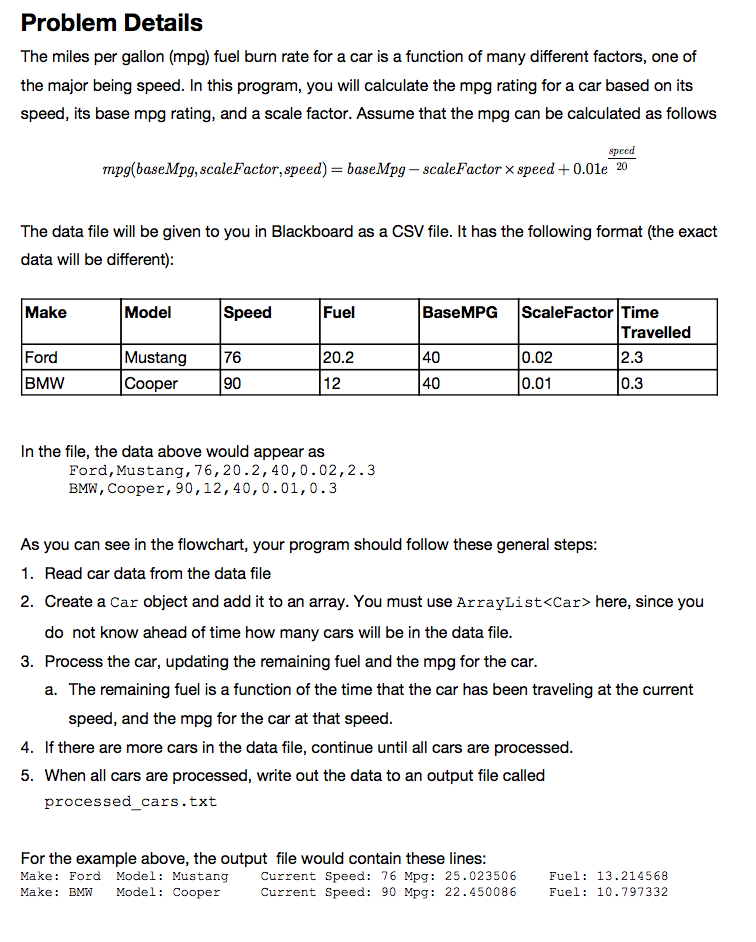 diagram of classes and a flow chart. Implement the classes as they