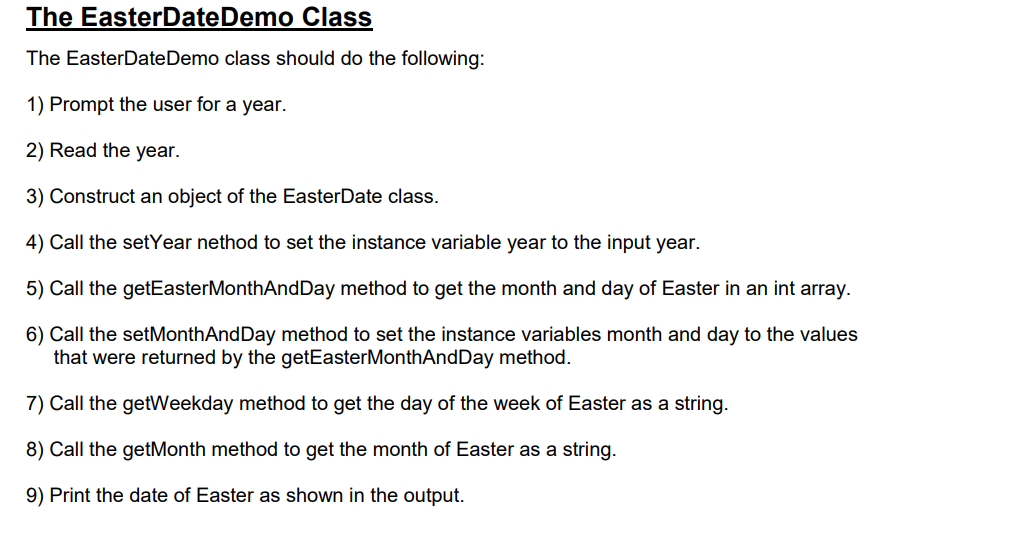 a project named EasterDate. NetBeans will create a class with the same