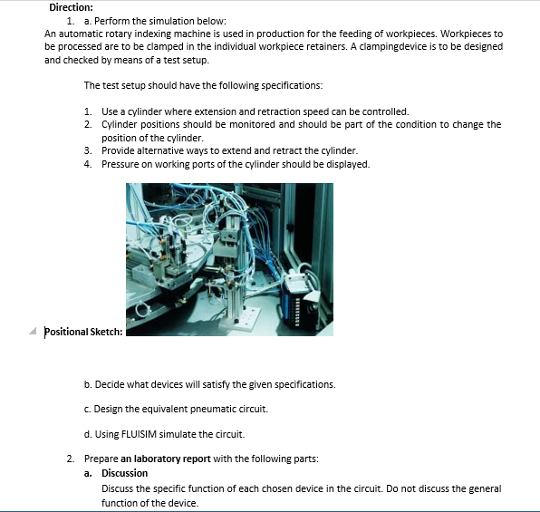 Direction: 1. a. Perform the simulation below: An automatic rotary indexing