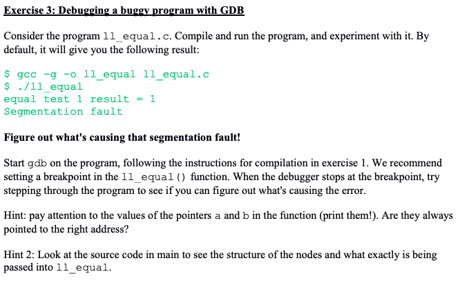 I can run the the program and set the breakpoint at ll_equall()