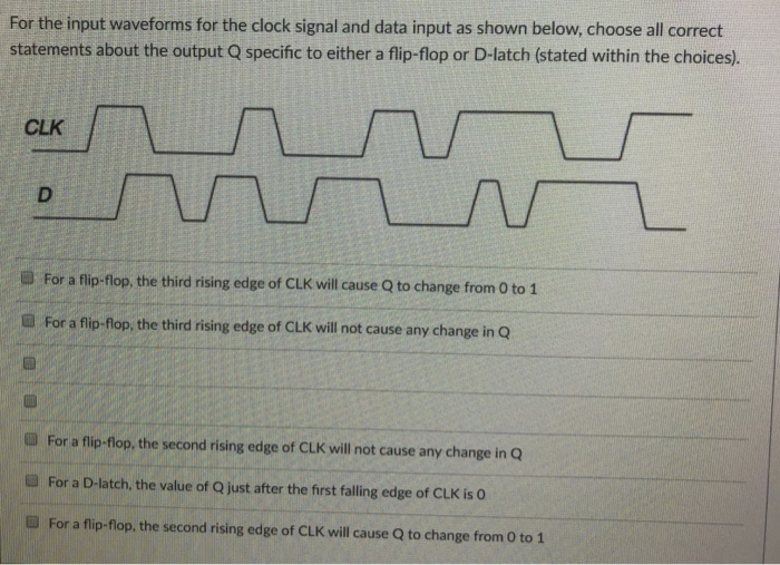  Computer Organization and Architecture For the input waveforms for the clock