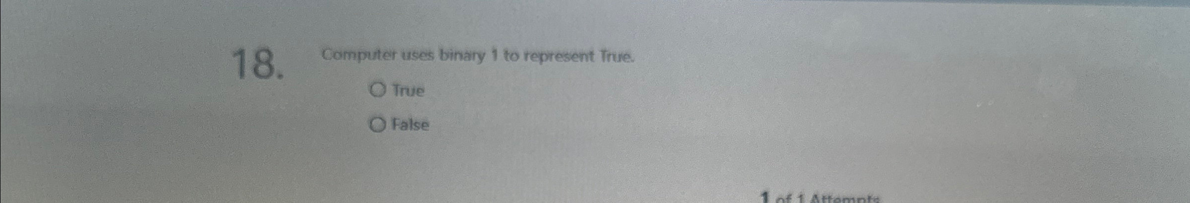  Computer uses binary 1 to represent True. True False 