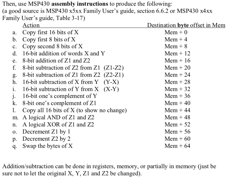 variables: X 0x1234 YOxABCD Z1 0x12 Z2 0x0F You may also define